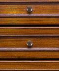 12 Pack Round Antique Brass Cabinet Pulls Single Hole Small Flat Head Metal Drawer Handles on wooden drawers