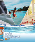 Premium 7 In 1 Pool And Hot Tub Test Strips For Crystal Clear Water Chlorine Bromine PH Alkalinity Fast Results Spa Kit No Guesswork Testing System in different water settings.
