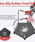 Soldering Station Kit With Helping Hands, 4 Adjustable Arms, Magnifying Glass, and Third Hand Tool showing non-slip rubber base.