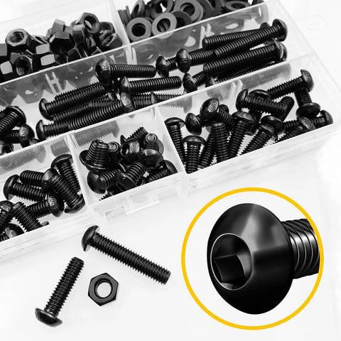 M6 Hardware Kit 240 Pieces Built Tough Alloy Steel Nuts Bolts With Button Head Socket Cap Bolts Flat Washers And Hex Wrenches