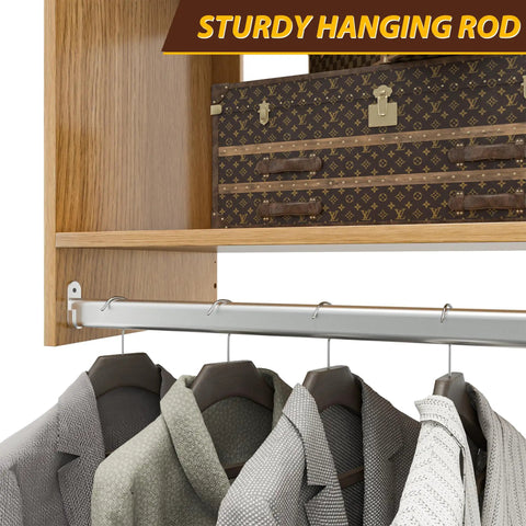 Top Shelf Wall Mounted Wood Closet Organizer With Double Hanging Rods And Flexible Diy Build For Keeping Your Duds Tidy No Fuss Storage Rack For Clean Living Room Or Hallway with sturdy hanging rod and jackets.