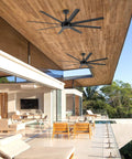 65 Inch Ceiling Fan With Remote Control No Light Black DC Motor Ultra Quiet 8 Reversible Blades installed on patio ceiling