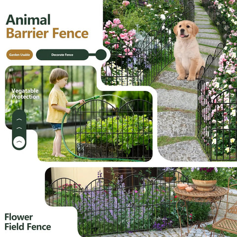 34ft 32 Panel Arch Metal Garden Fence For Rabbits And Dogs Rustproof Border Fencing With Arched Decorative Flower Bed Edging