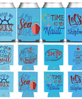 Ocean Blue Nautical Beer Can Sleeves 12 Pack For Sailing Parties And Bachelorette Celebrations Ship Nauti Style Drink Coolers