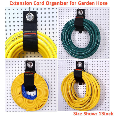 13-inch Extension Cord Holder Organizer with 10 Pack Heavy Duty Storage Straps in garage