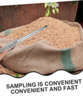 Pro Grade Portable Stainless Steel Grain Sampler With Rubber Grip For Fertilizers And Seeds Precise Sampling For Agriculture And Food Testing Easy To Use And Durable Probe used in a burlap sack of grains