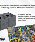 Modular Card Sorting Tray for Collectors and Gamers Expandable Grid Organizer with Movable Cells, Pokémon cards displayed.