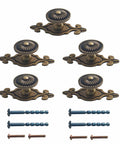 Vintage Retro Drawer Knob Set With Backplates 5Pcs Mushroom Shape Antique Bronze Zinc Alloy Pull Handles For Dresser Cupboard Wardrobe Cabinets Includes Two Mounting Screws