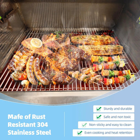 Durable Four Pack Of Stainless Steel Grill Grates And Briquette Trays Built Tough To Fit Turbo Nexgrill grilling meat and vegetables.