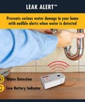 Person testing Leak Alert Water Leak Detector And Flood Sensor Alarm 5 Pack With 90dB Dual Alarms Battery Powered under sink