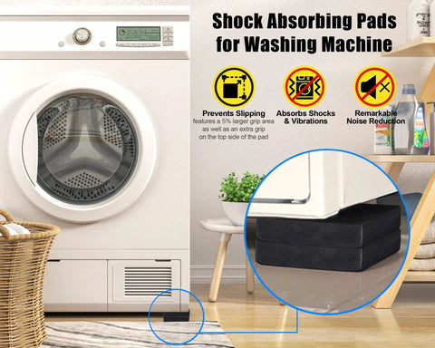 MyLifeUNIT EVA shock-absorbing washer pads (8-pack), installed under washing machine to reduce vibration.