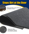 Heavy Duty Indoor Outdoor Entrance Mat 4 By 10 Feet Rubber Border Door Rug With Non Slip Tread, showcasing heavy-duty fibers and waterproof backing.