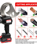 Heavy Duty 4 Inch Electric Battery Powered Ratcheting Cable Cutters for cutting aluminum, copper, and armored cables with forged blade.