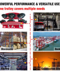 Heavy Duty 6 Wheel Manual Trolley for I-Beam 1 Ton Load, Geared Push Overhead Cart for PA200 to PA1000, versatile use locations
