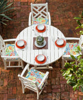 Outdoor Square Chair Cushions With Ties, Water Repellent Patio Seat Pads, 18.5 x 16 x 2 Inches, Set Of 4, Paisley Multi Pattern For Dining Chairs And Garden Furniture Decor on white patio dining chairs