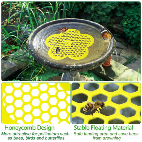 Floating Bee Island Kit For Garden And Pool 4 Pack, 8.66 Inch EVA Foam Bee Watering Station With Flower Float in bee bath