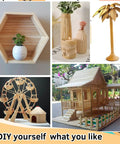 Various DIY projects using Top Shelf Unfinished Round Wooden Dowel Rods 1/4 X 18 Inch Birch Craft Sticks for unique decor.