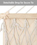 Double Hammock Pad And Pillow Set For Family Chill, Portable Polyester Hammock Cushion In Cream with secure tie straps detail