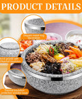 Two Set Dolsot Bibimbap Stone Bowls With Wood Bases And Aluminum Tongs Sizzling Hot Pot Stoneware For Korean Restaurants And Home