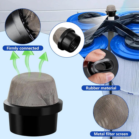 Pool Filter Repair Kit For Pentair Fns Plus bleeder screen caps with rubber material and metal filter screen detail