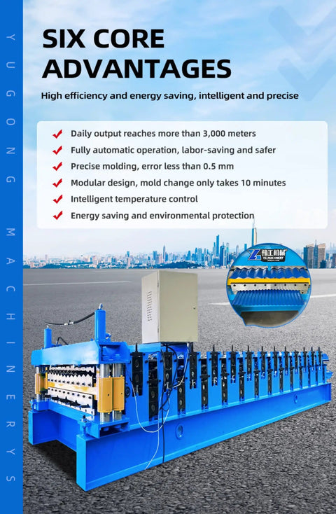 3rd Gen Custom Color Steel Roof Making Machine High Speed Roll Forming System For Roofing Sheets With Flexible Sizes And Models Easy Setup For Fast Roof Projects And Durable Metal Panels Pro Grade, blue machine