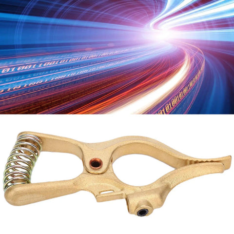 Beefy Heavy Duty Brass Ground Clamp for Earth Electrode Holder showcasing premium conductivity and oxidation resistance in workshop use.