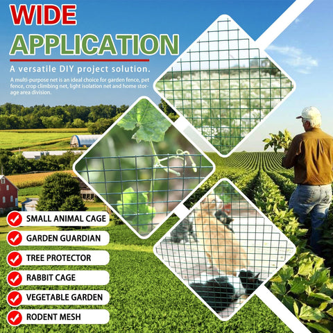 Beefed Up Hardware Cloth One Half Inch Mesh 48 Inch Wide 100 Foot Long Vinyl PVC Coated Welded Wire Mesh for chicken coops and gardens