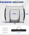 7 By 7 Ft Baseball And Softball Batting Net For Practice Hitting And Pitching with ground stakes and carry bag visible
