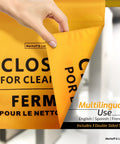 Close-up of Pro Grade Janitorial Bundle With Heavy Duty Trash Can Caddy Bag And Expandable Closed For Cleaning Sign