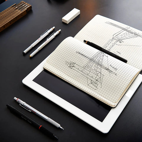 Pro Grade 0.5mm Mechanical Pencil With Brass Mechanism Cushioned Lead Built In Eraser Knurled Non Slip Grip Matte Black Finish A True Workhorse For Crisp Lines Precision Writing And Sketching on sketchbook