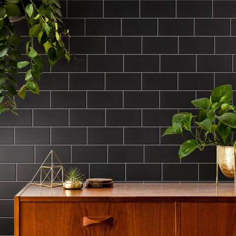 Crown Heights Matte Black Ceramic Wall Tile 3x6 In Glazed With Subtle Texture For Indoor Walls Grade 1 Wall Tile 0.27 In Thick