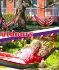 Two Piece Cotton Canvas Hammock Set For Outdoors Easy Setup With Carry Bag Large Double Hammock Supports Up To 400lbs