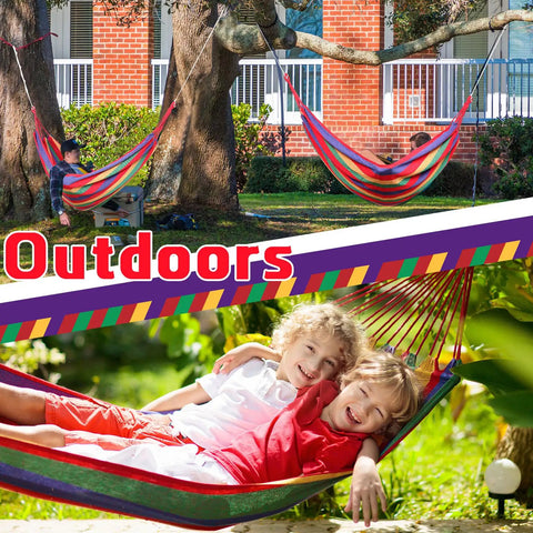 Two Piece Cotton Canvas Hammock Set For Outdoors Easy Setup With Carry Bag Large Double Hammock Supports Up To 400lbs