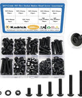 M5 Screw Kit 280Pcs With Nuts Lock Washers Flat Washers Grade 10.9 Alloy Steel Hex Socket Button Head Black Screws Set