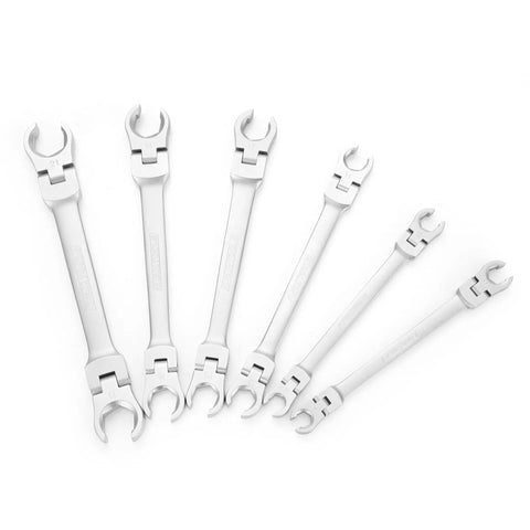 Must Have Six Piece Flex Head Flare Nut Wrench Set With 9mm 10mm 13mm 15mm 16mm 19mm Sizes Pro Grade Chrome Finish