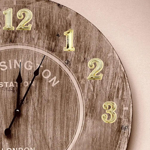 Clock face with gold numerals from Easy Diy Clock Numeral Kit Three Sets Replacement Dial Numbers For Wall Clocks With Arabic Numerals.