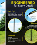 Diagram of 14 Ft Beefy Modular Ground Mount Pole Kit With Drive In Install No Digging Or Concrete Made In USA Galvanized Steel Black
