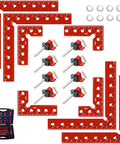 Eight Piece Corner Clamps With Box For Woodworking Aluminum Alloy 90 Degree Right Angle Clamp Set in five point five inch and three point one four inch sizes, red.