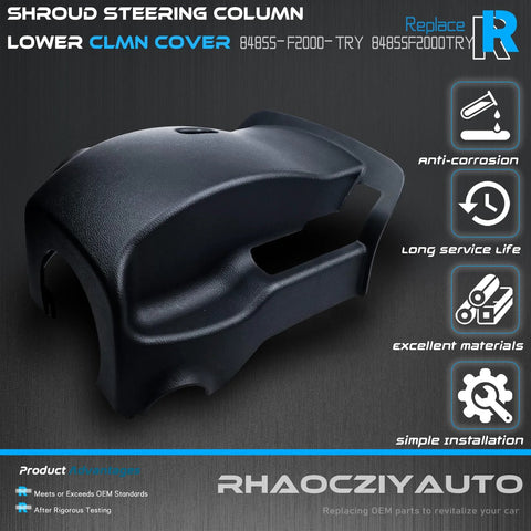 Lower steering column shroud/cover in black plastic for Hyundai Elantra 2017-2020; aftermarket part by Amazon