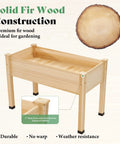 Raised Garden Bed With Sturdy Stand For Backyard Or Patio, 48x30x24 Inch Light Wood Planter Box with protective liner on display.