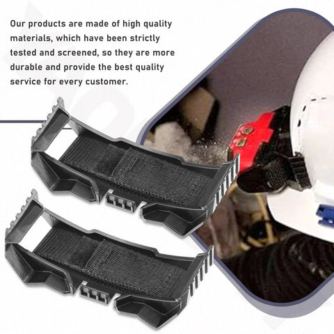 Hard Hat Headlamp Mount Kit For Most Safety Helmets, Universal Clip Bracket, durable aluminum, black webbing straps, set of two