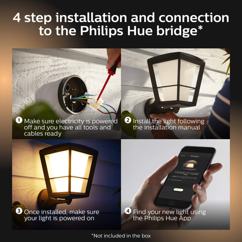 Econic Up Outdoor Smart Wall Light Black With E26 Base White And Color Ambiance LED Bulb installation steps guide