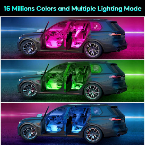 App Controlled Car LED Interior Lights With USB Power Color Changing Mood Lighting That Syncs To Music in SUV night view