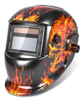 Auto Darkening Welding Helmet With Flaming Skull Design, 3.66 Inch By 1.69 Inch View Area, Two Sensors, Solar Powered Weld Hood