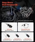 Pro Grade 9.5 Liter Fluid Extractor Pump With Pneumatic Manual Switch And Iron Clad No Drip Seal For Swift Oil Swaps On Cars Trucks Boats Lawnmowers Features multi-size hoses for deep-reach oil draining.