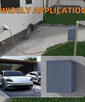 Weatherproof Temporary Power Outlet Panel For RV Hookups With 20 30 50 Amp Receptacles Thicker Prewired Heavy Duty Electrical Box UL Listed Ideal For Travel Trailers And Campers, installed outdoors with RV.