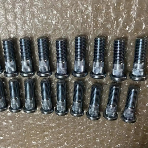 Premium 48mm Knurl M12x1.5 Lug Wheel Studs Kit For Honda Civic Acura CL Accord 1998-2021 Durable Car Bolts Upgrade Your Ride With Super Tight Fit and Reliable Performance Today, knurled steel studs on bubble wrap