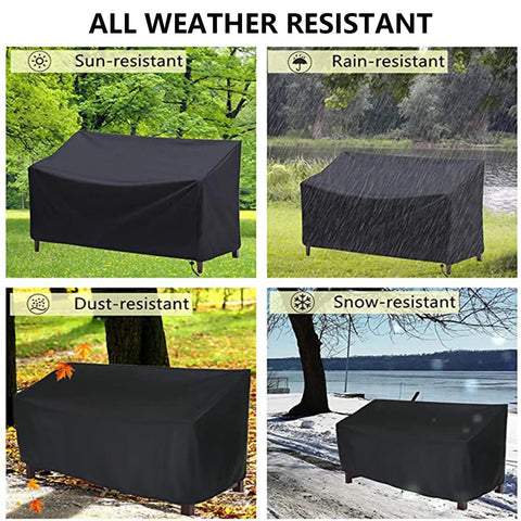 Waterproof 2 Seater Outdoor Bench Cover For Patio Garden Furniture in all-weather conditions: sun, rain, dust, and snow.