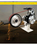 Heavy-Duty Shop Beast 71 Inch Belt Grinder Vertical And Horizontal Modes With Stepless Speed Adjustment Up To 2840 RPM Comes Loaded With Three Grinding Wheels For Tough Jobs 1500W 110V Powered, showing grinding wheel in action.