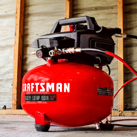 6 Gallon Portable Pancake Air Compressor Oil Free Max 150 Psi 1.0 HP 2.6 CFM At 90 Psi 120V Lightweight Electric Air Tool For Home Shop Projects With Carry Handle